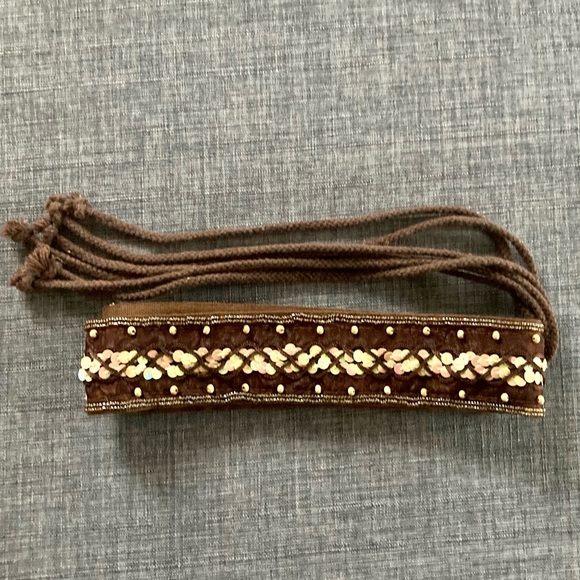Vintage Brown Sequined Belt - Picture 3 of 4